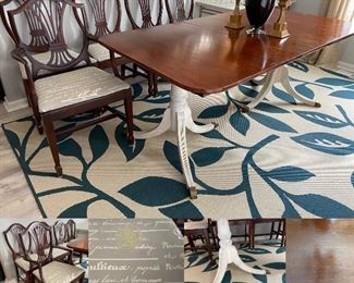 Set of 5 Vintage Dining Chairs & Duncan Phyfe Style Dining Table Repurposed