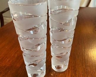 Pair Frosted Modern Crystal Bud Vases
Approximately 7” Tall