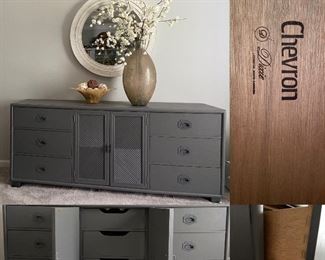 Vintage Chevron By Dixie Repurposed Campaign Style Dresser Gratifying Gray
