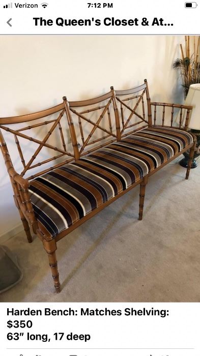 Harden Bench: Matches Shelving $350. 63”L x17Deep