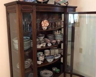 Vintage Japanese Imari Porcelain Dish collection and fine crystal contents of Cabinet: $ Best Offer