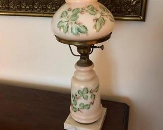 Antique hand painted lamp: $100