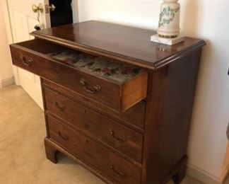 Antique Hepplewhite style graduated drawer chest: $225
18D , 31.5”L, 34.5H