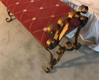 Wrought Iron Bench at end of bed:$100
13.5”W, 36”L, 30”H