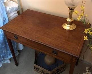 English Inlaid side table, Circa 1820’s:$220”D, 33.5”W, 29”H