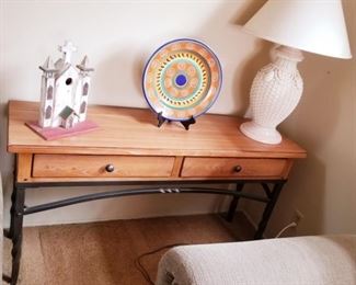 Enntry / sofa table with wrought iron legs $200