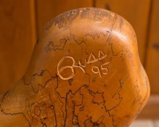 Vintage dinosaur child rocker by "Russ Rural Rockers" Sparta TN (carved signature "Russ '95")