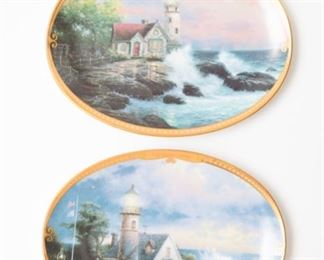 Pair of oval lighthouse plates — Thomas Kinkade's Scenes of Serenity