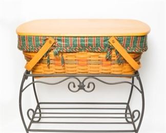 Longaberger Basket and metal table — Approx 28" tall