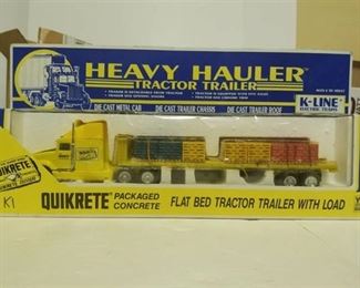 K-Line Heavy Hauler "QUIKRETE" Concrere Flat Bed Tractor Trailer w/LOAD / appears to be 1/64 scale / NIB
