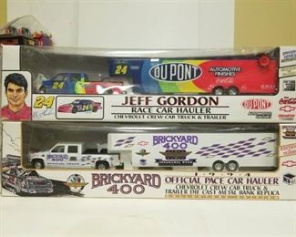 Collectors 2 ea. Race Call Haulers / Dulie PU w/5th Wheel Trailer / Jeff Gordon & Brickyard 400 / 1/25 scale (BIG) / See PIX/NIB