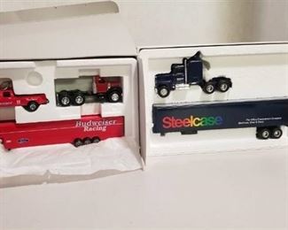 2 each 1/64 scale semi / Budweiser Racing / Steelcase / NIB