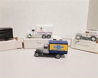 4 each small scale trucks / 3 banks / US Postal / 3 NIB