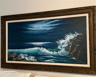 Vintage Seaside Oil Painting