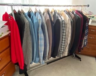 Large grouping of Quality Brand name Suits and sport coats. Sizes 42 - 44.