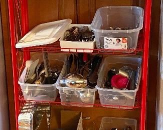 Several large lots of Stainless flatware and kitchenware