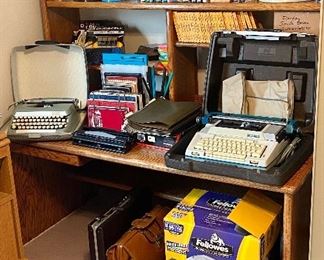 2 Vintage Typewriters plus much more groupings of office supplies