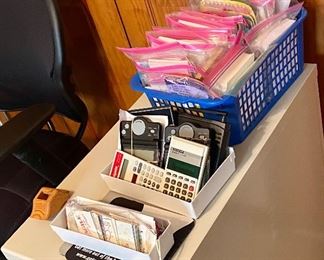 More office supplies and calculators.