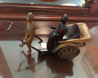 HAND CARVED WOODEN ASIAN FIGURES.  VERY INTRICATE.