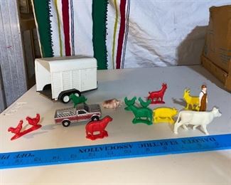 Farm Animals Shown with Truck and Trailer $10.00