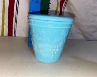 Satin Blue Glass Jar $20.00