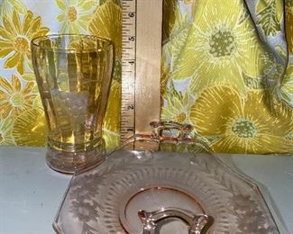 2 pieces of Pink Depression Glass $16.00