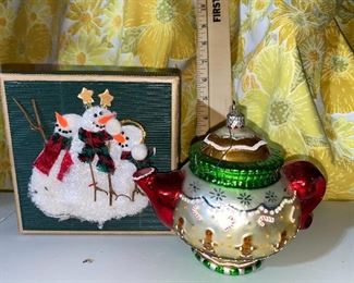 Box And Teapot Ornament $10.00 both 
