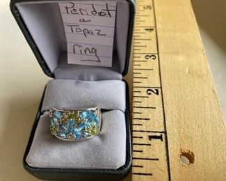 Sterling Peridot and Topaz Ring $24.00