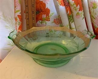 Green Bowl with Gold Rim $14.00