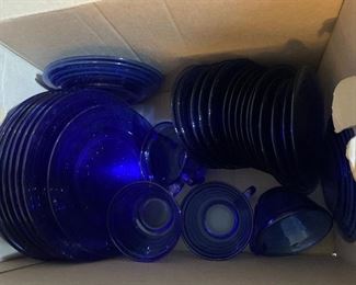 Blue Glass Set of Dishes $85.00
