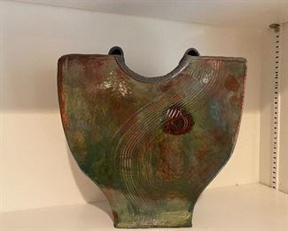 Pottery vase 12”H x 13”W signed Munning
