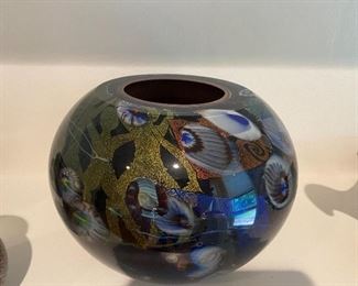 Art glass bowl 7”H x 10”D signed Vanderlann
