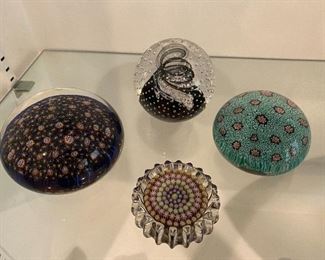 Assorted millifiori paperweights and swirl