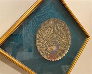 Peacock plate framed