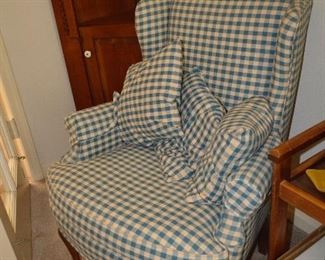 Padded wing back chair...