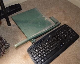 Old paper cutter, keyboard 