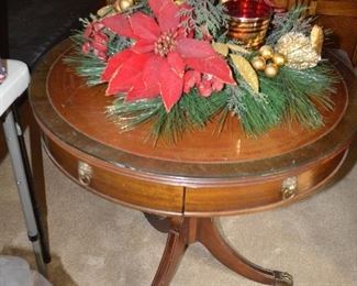 Early Duncan Phyfe style end table with leather top