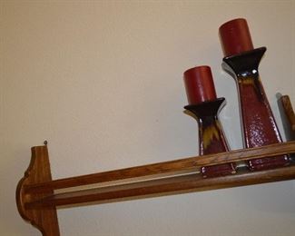 Wall shelf, candle holders and candles