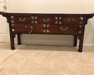 Vintage Oriental side board.  Missing handle is in drawer. 