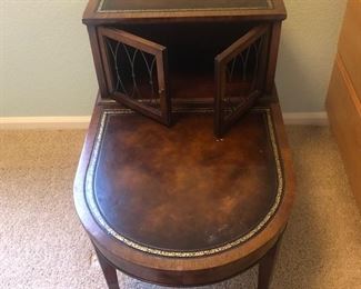 Heirloom Weiman end table, leather inlay