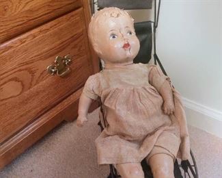 Early doll and carriage