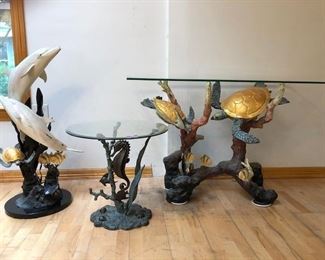 SPI San Pacific International tables and sculpture