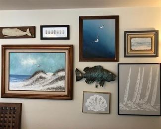 Paintings by Shirley Newell, metal John Barbour Green Grouper