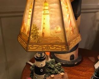 Lighthouse lamp, shade is white when not lit.