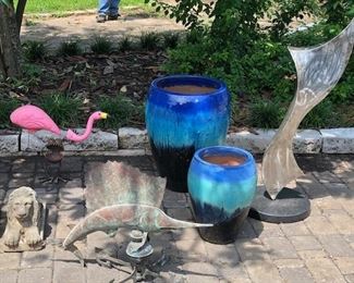 Vintage copper weathervane, abstract metal sculpture on marble base