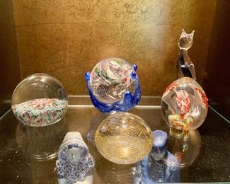 Art glass paper weight collection