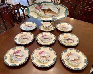 Limoges fish platter and plate set