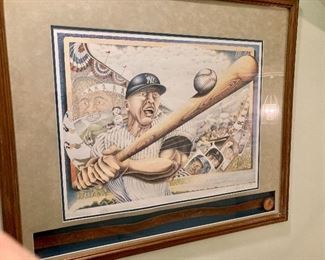 This framed print features a vintage New York Yankees leather belt that was hand signed "Mickey Mantle"