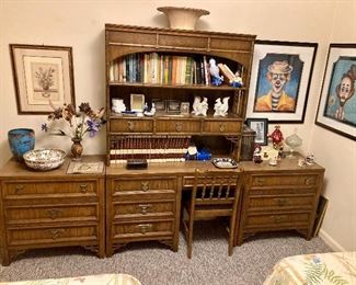 Dixie "Shangrila" desk with bookshelf and matching chests