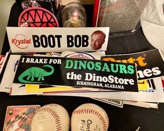 Large lot of vintage Birmingham area bumper stickers, including this top shelf DinoStore sticker. This was my absolute favorite place to go as a kid.